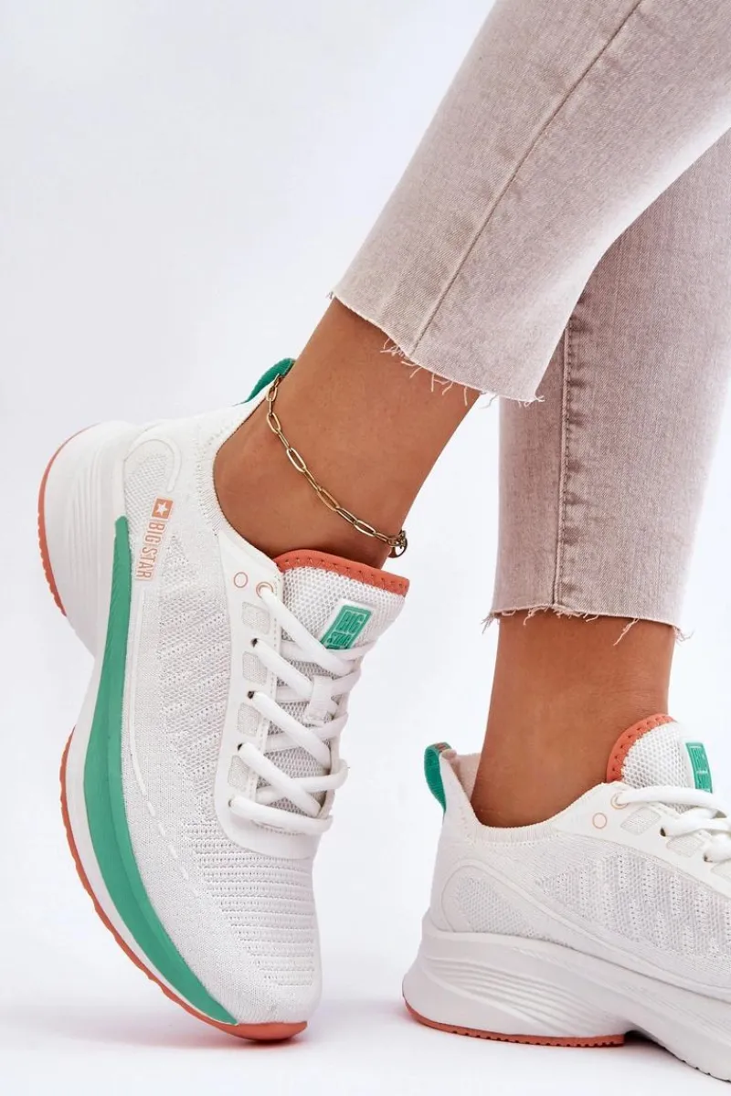 Lekkie Buty Sportowe Memory Foam System Big Star LL274328 Białe Damskie Buty Sportowe Big Star|Sneakersy Damskie