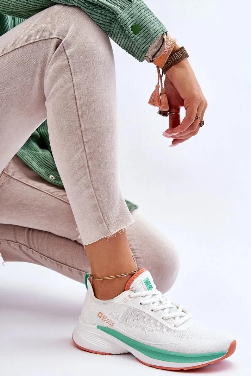 Lekkie Buty Sportowe Memory Foam System Big Star LL274328 Białe Damskie Buty Sportowe Big Star|Sneakersy Damskie