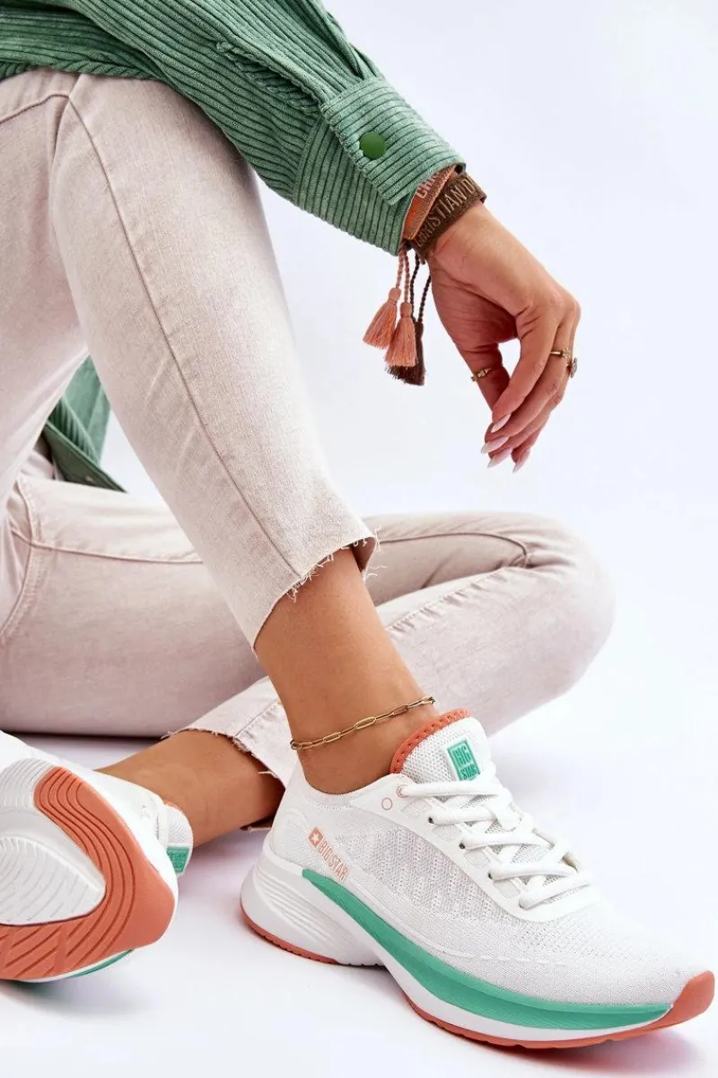 Lekkie Buty Sportowe Memory Foam System Big Star LL274328 Białe Damskie Buty Sportowe Big Star|Sneakersy Damskie