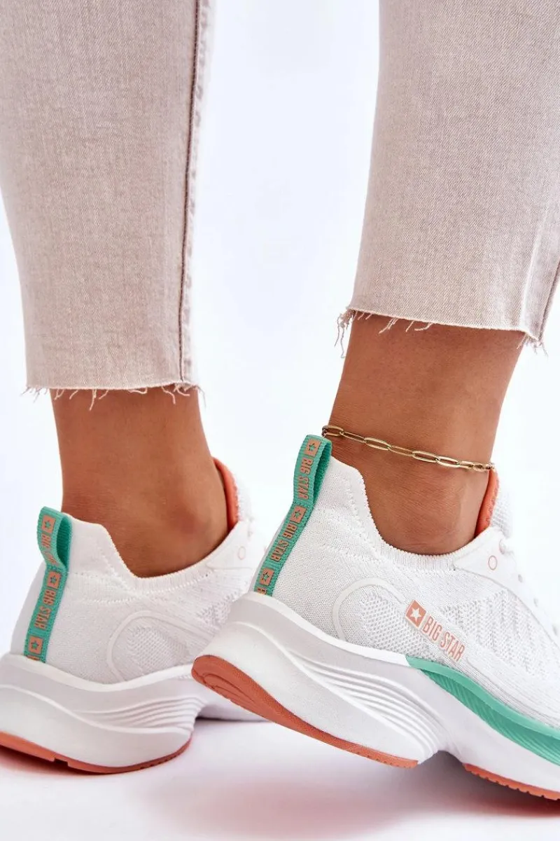 Lekkie Buty Sportowe Memory Foam System Big Star LL274328 Białe Damskie Buty Sportowe Big Star|Sneakersy Damskie