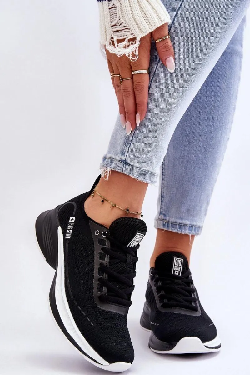 Buty Sportowe Big Star|Sneakersy Damskie>Big Star Shoes Lekkie Buty Sportowe Memory Foam System Big Star LL274327 Czarne