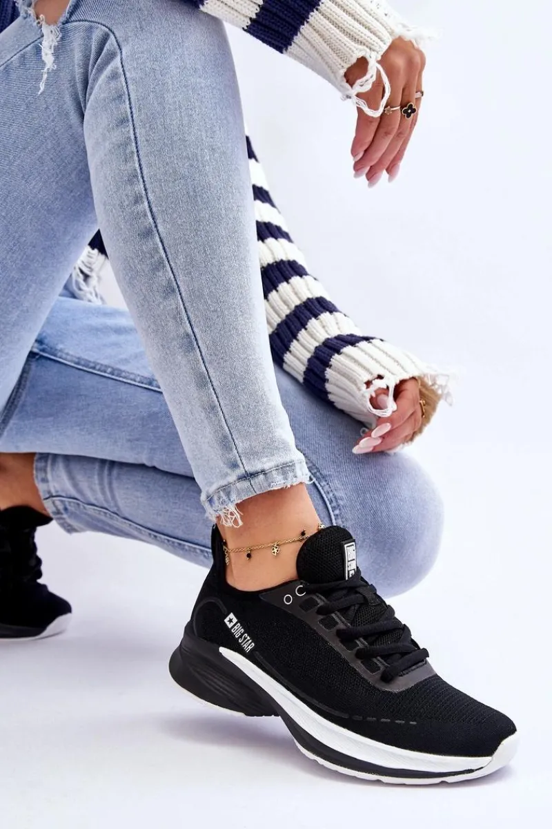 Buty Sportowe Big Star|Sneakersy Damskie>Big Star Shoes Lekkie Buty Sportowe Memory Foam System Big Star LL274327 Czarne