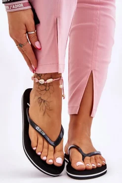 Lekkie Damskie Klapki Japonki Big Star LL274761 Czarne Damskie Klapki Sportowe|Klapki Damskie Big Star