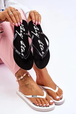 Lekkie Damskie Klapki Japonki Big Star LL274761 Czarne Damskie Klapki Sportowe|Klapki Damskie Big Star