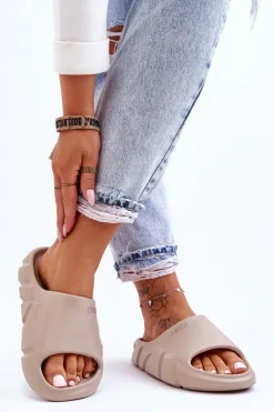 Best Lekkie Damskie Piankowe Klapki Big Star LL274593 Beżowe Damskie Klapki Damskie Big Star|Klapki Basenowe