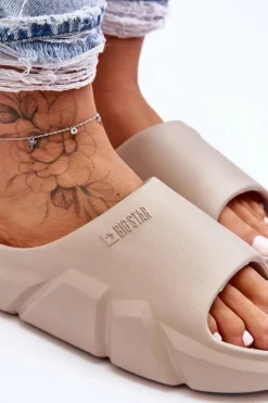 Best Lekkie Damskie Piankowe Klapki Big Star LL274593 Beżowe Damskie Klapki Damskie Big Star|Klapki Basenowe