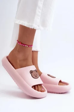 Klapki Basenowe|Klapki Damskie Klasyczne>Boto Lekkie Damskie Piankowe Klapki Z Misiem Różowe Lia