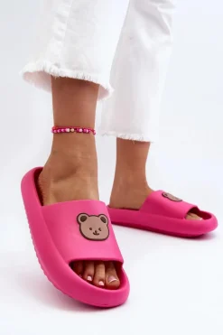 Clearance Lekkie Damskie Piankowe Klapki Z Misiem Fuksja Lia Damskie Klapki Basenowe|Klapki Damskie Klasyczne