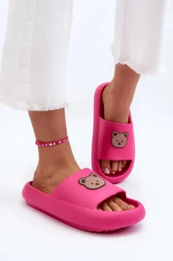 Clearance Lekkie Damskie Piankowe Klapki Z Misiem Fuksja Lia Damskie Klapki Basenowe|Klapki Damskie Klasyczne