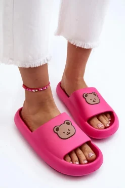 Clearance Lekkie Damskie Piankowe Klapki Z Misiem Fuksja Lia Damskie Klapki Basenowe|Klapki Damskie Klasyczne