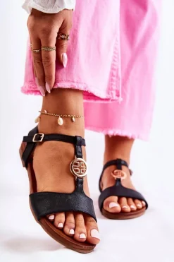 Sandały Płaskie><noscript><img width=