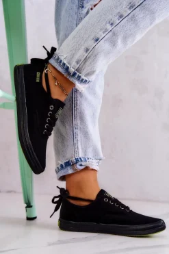 Trampki Damskie Big Star|Trampki Damskie Niskie>Big Star Shoes Lekkie Damskie Tenisówki Big Star JJ274261 Czarne