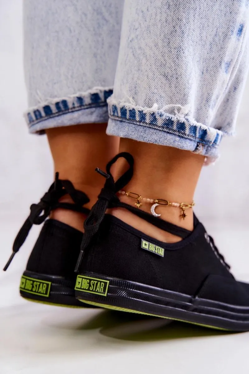 Trampki Damskie Big Star|Trampki Damskie Niskie>Big Star Shoes Lekkie Damskie Tenisówki Big Star JJ274261 Czarne