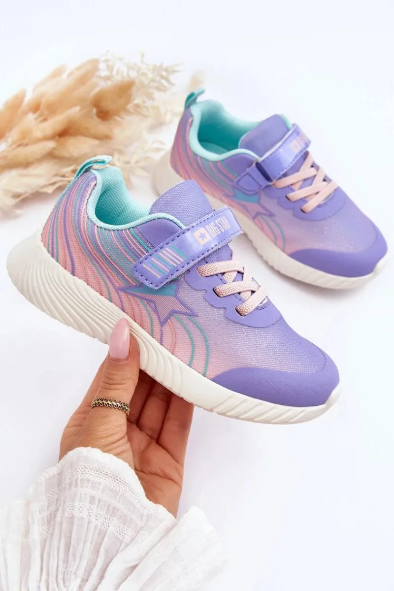 New Lekkie Dziecięce Buty Sportowe Memory Foam System Big Star LL374151 Fioletowe Dzieci Back To School