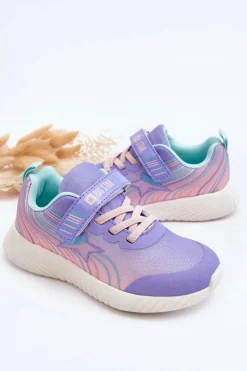 New Lekkie Dziecięce Buty Sportowe Memory Foam System Big Star LL374151 Fioletowe Dzieci Back To School