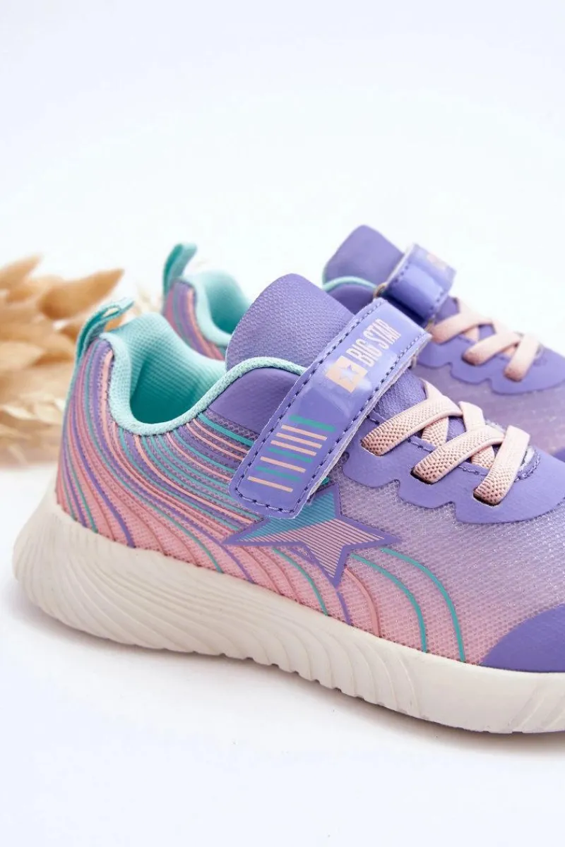 New Lekkie Dziecięce Buty Sportowe Memory Foam System Big Star LL374151 Fioletowe Dzieci Back To School