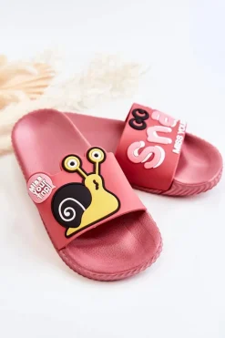 Clearance Boto Lekkie Dziecięce Klapki Ciemnoróżowe Snail
