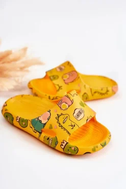 Lekkie Dziecięce Klapki Dinozaury Pomarańczowe Astro Dzieci Chłopięce