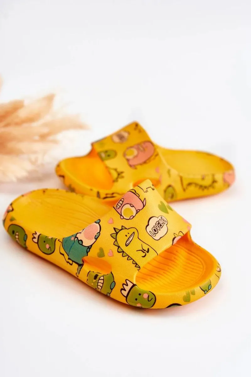 Lekkie Dziecięce Klapki Dinozaury Pomarańczowe Astro Dzieci Chłopięce