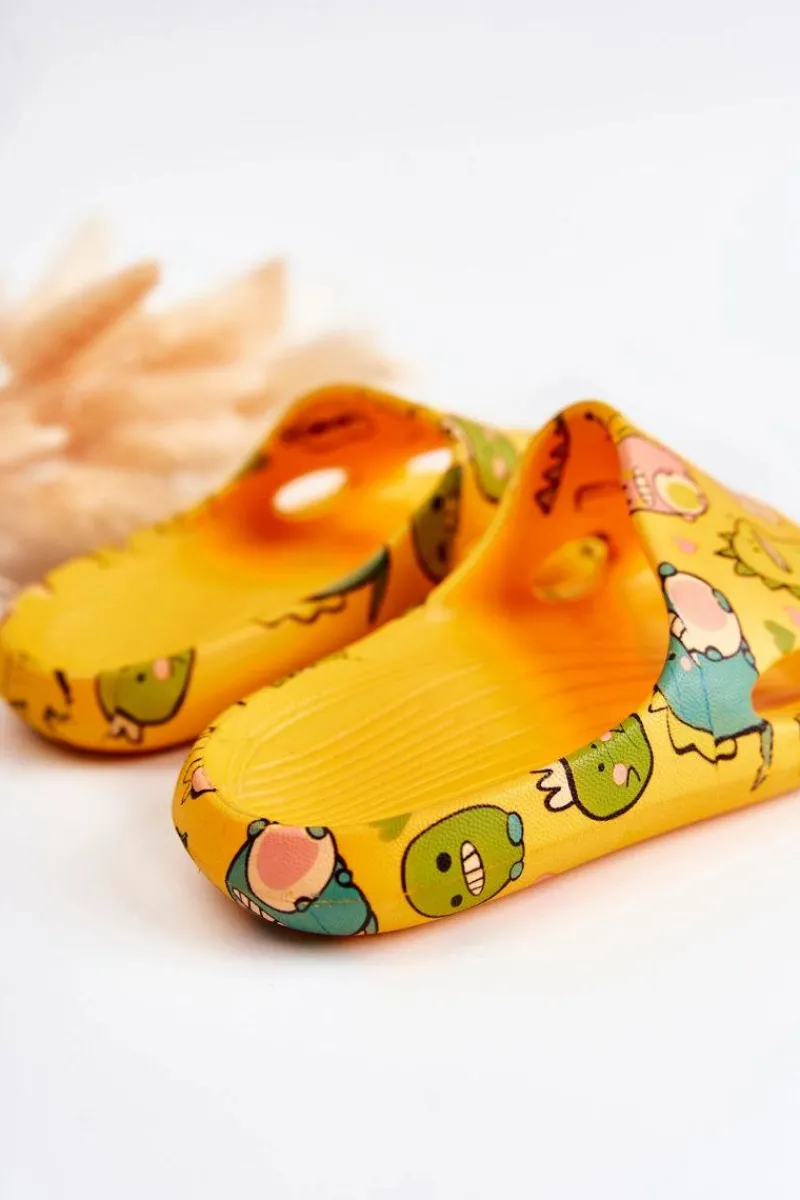 Lekkie Dziecięce Klapki Dinozaury Pomarańczowe Astro Dzieci Chłopięce