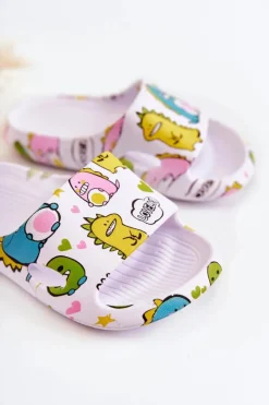 Boto Lekkie Dziecięce Klapki Dinozaury Białe Astro