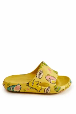 Clearance Lekkie Dziecięce Klapki Dinozaury Żółte Astro Dzieci Dziewczęce