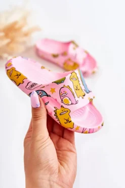 Dziewczęce>Boto Lekkie Dziecięce Klapki Dinozaury Różowe Astro