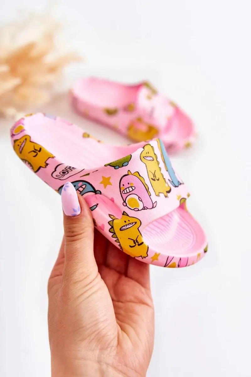 Dziewczęce>Boto Lekkie Dziecięce Klapki Dinozaury Różowe Astro