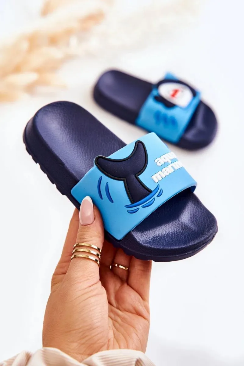 Chłopięce|Dziewczęce>Boto Lekkie Dziecięce Klapki Niebiesko-Granatowe Sharky