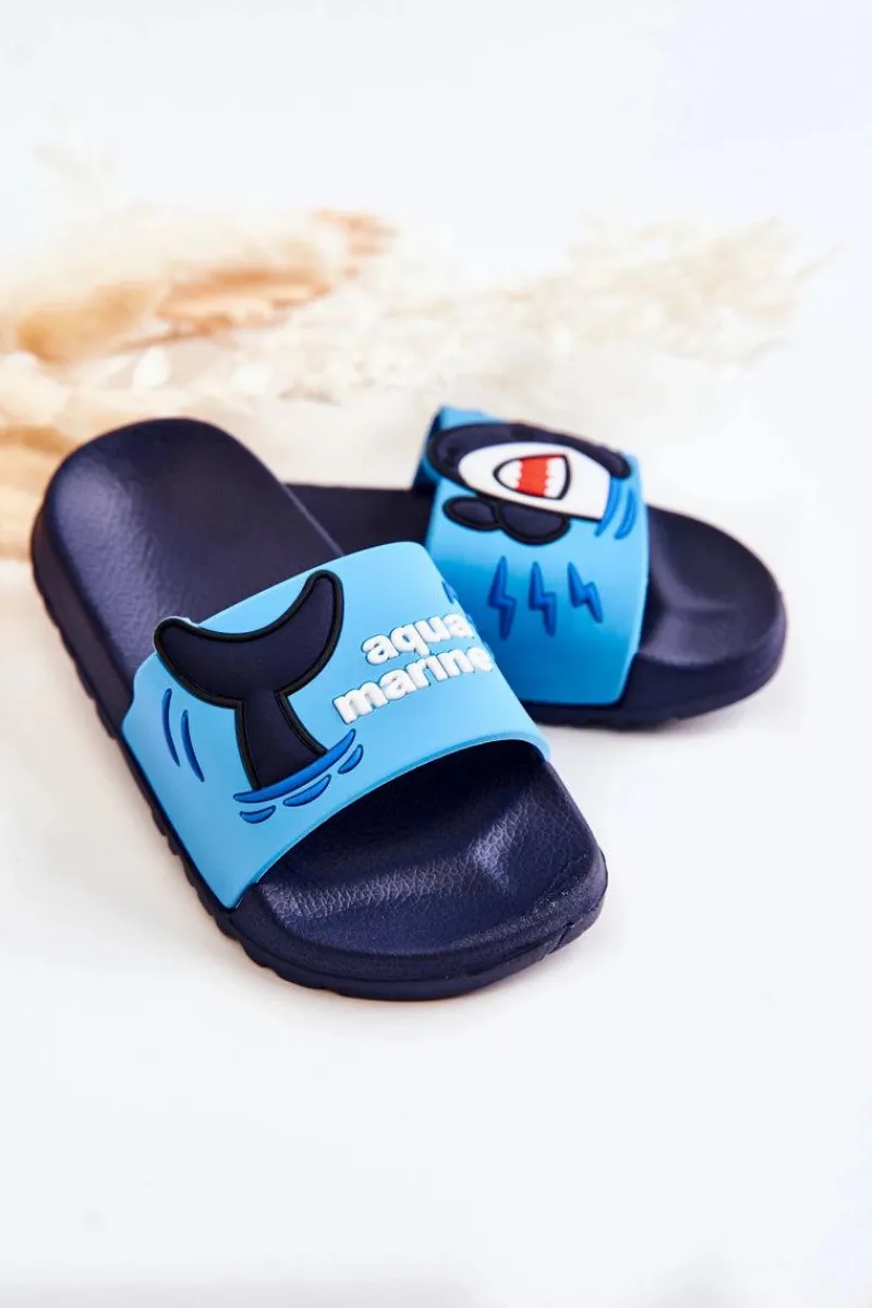 Chłopięce|Dziewczęce>Boto Lekkie Dziecięce Klapki Niebiesko-Granatowe Sharky