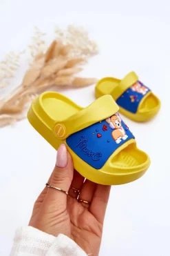 Best Lekkie Dziecięce Klapki Sandałki Z Motywem Pieska Żółte Rico Dzieci Dziewczęce|Dziewczęce