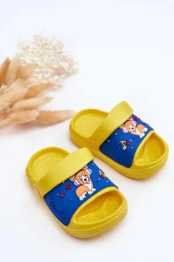Best Lekkie Dziecięce Klapki Sandałki Z Motywem Pieska Żółte Rico Dzieci Dziewczęce|Dziewczęce
