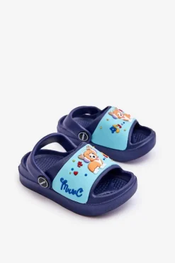 New Boto Lekkie Dziecięce Klapki Sandałki Z Motywem Pieska Granatowe Rico
