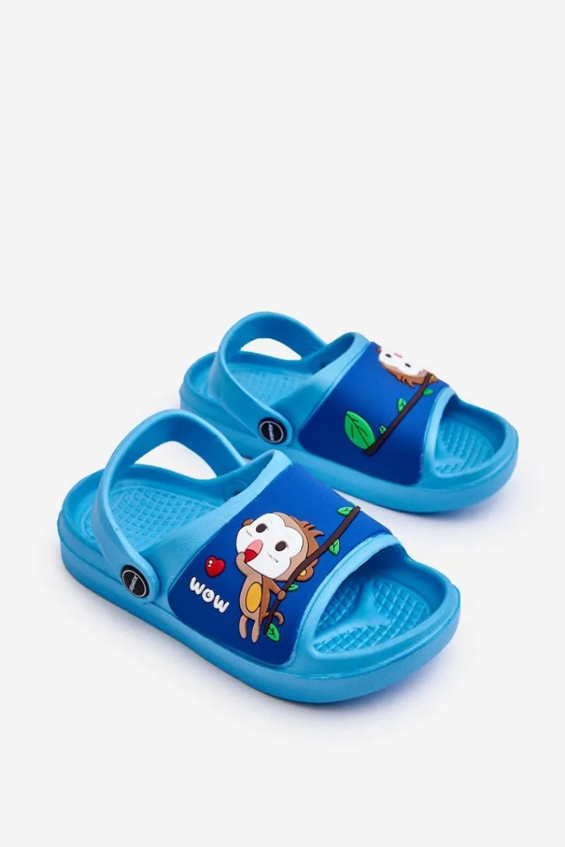 Chłopięce|Chłopięce>Boto Lekkie Dziecięce Klapki Sandałki Z Motywem Zwierzątka Niebieskie Rico