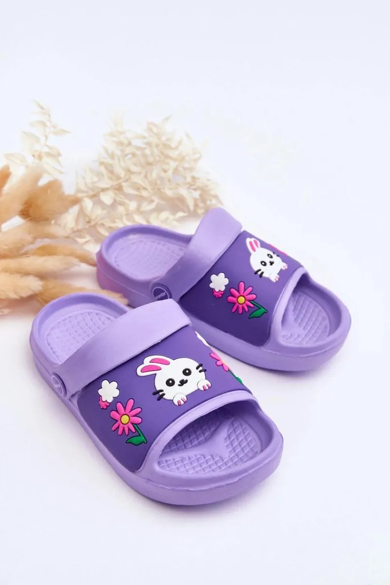Dziewczęce|Dziewczęce>Boto Lekkie Dziecięce Klapki Sandałki Z Motywem Zwierzątka Fioletowe Rico
