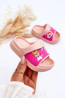 Boto Lekkie Dziecięce Klapki Sandałki Z Motywem Pieska Różowe Rico