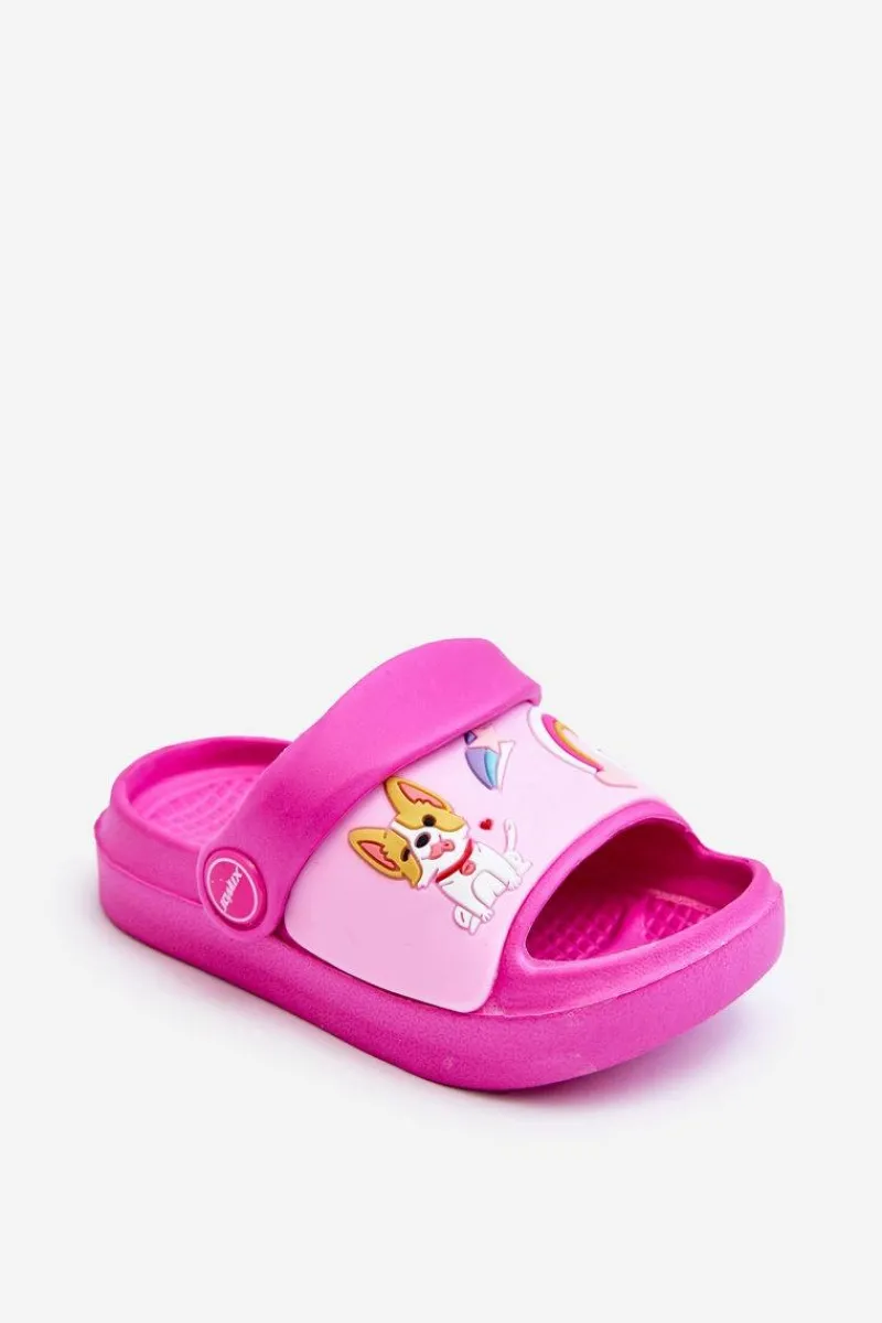 Hot Lekkie Dziecięce Klapki Sandałki Z Motywem Pieska Fuksja Rico Dzieci Dziewczęce|Dziewczęce