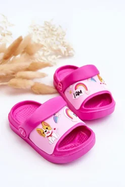 Hot Lekkie Dziecięce Klapki Sandałki Z Motywem Pieska Fuksja Rico Dzieci Dziewczęce|Dziewczęce