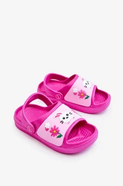 Hot Boto Lekkie Dziecięce Klapki Sandałki Z Motywem Zwierzątka Fuksja Rico