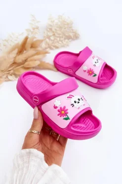 Hot Boto Lekkie Dziecięce Klapki Sandałki Z Motywem Zwierzątka Fuksja Rico