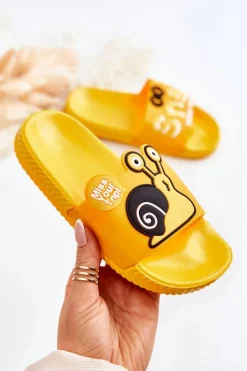 Chłopięce|Dziewczęce>Boto Lekkie Dziecięce Klapki Żółte Snail