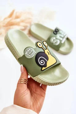 Clearance Lekkie Dziecięce Klapki Zielone Snail Dzieci Chłopięce|Dziewczęce