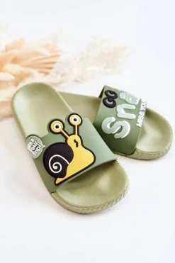 Clearance Lekkie Dziecięce Klapki Zielone Snail Dzieci Chłopięce|Dziewczęce