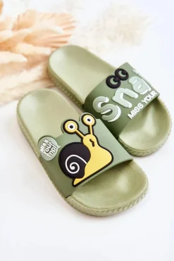 Clearance Lekkie Dziecięce Klapki Zielone Snail Dzieci Chłopięce|Dziewczęce