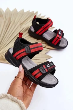 Best Lekkie Dziecięce Sandałki Na Rzepy Czerwone Brando Dzieci Chłopięce