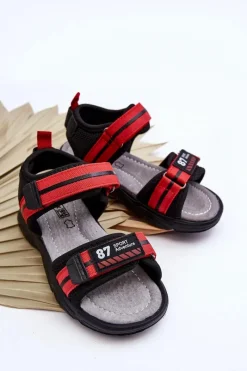 Best Lekkie Dziecięce Sandałki Na Rzepy Czerwone Brando Dzieci Chłopięce