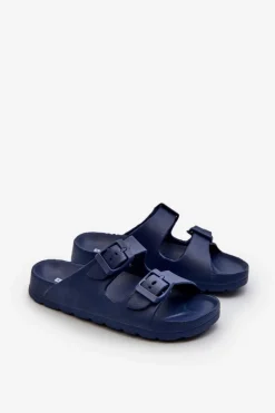Chłopięce></noscript>Evento Lekkie Klapki Chłopięce Piankowe Z Klamrami Granatowe Adirnaca Niebieski