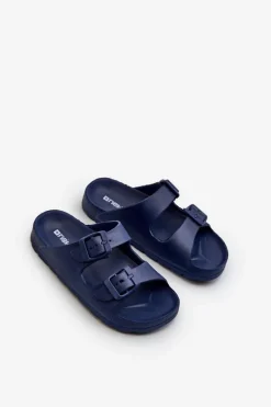 Chłopięce></noscript>Evento Lekkie Klapki Chłopięce Piankowe Z Klamrami Granatowe Adirnaca Niebieski