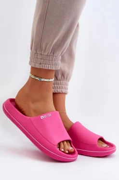 New Lekkie Klapki Damskie Big Star NN274A041 Fuksja Damskie Klapki Damskie Big Star|Klapki Basenowe
