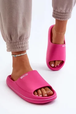 New Lekkie Klapki Damskie Big Star NN274A041 Fuksja Damskie Klapki Damskie Big Star|Klapki Basenowe